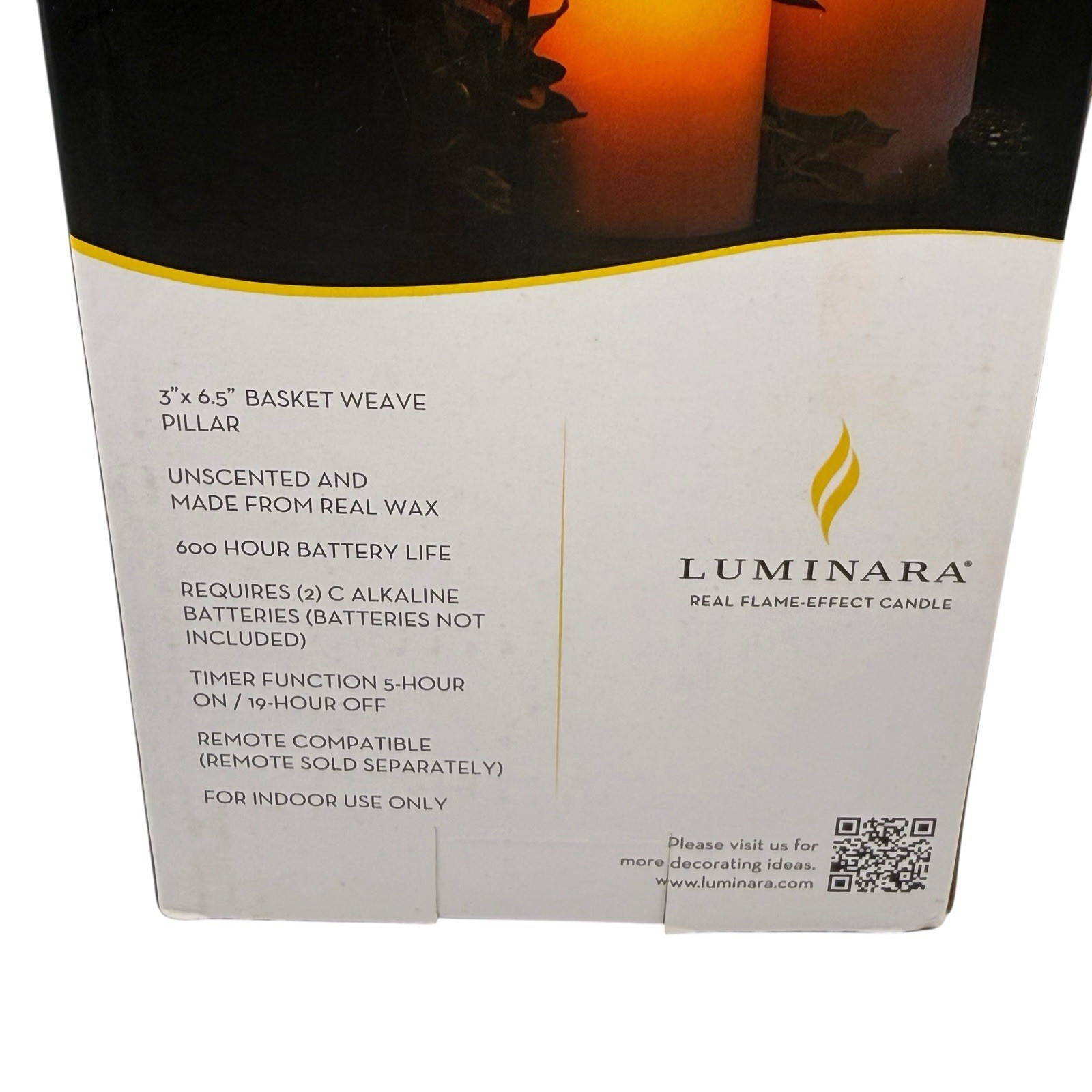 Luminara Basket Weave Indoor Flameless LED Candle for Decor – 3.5″ x 6.5″ 994085