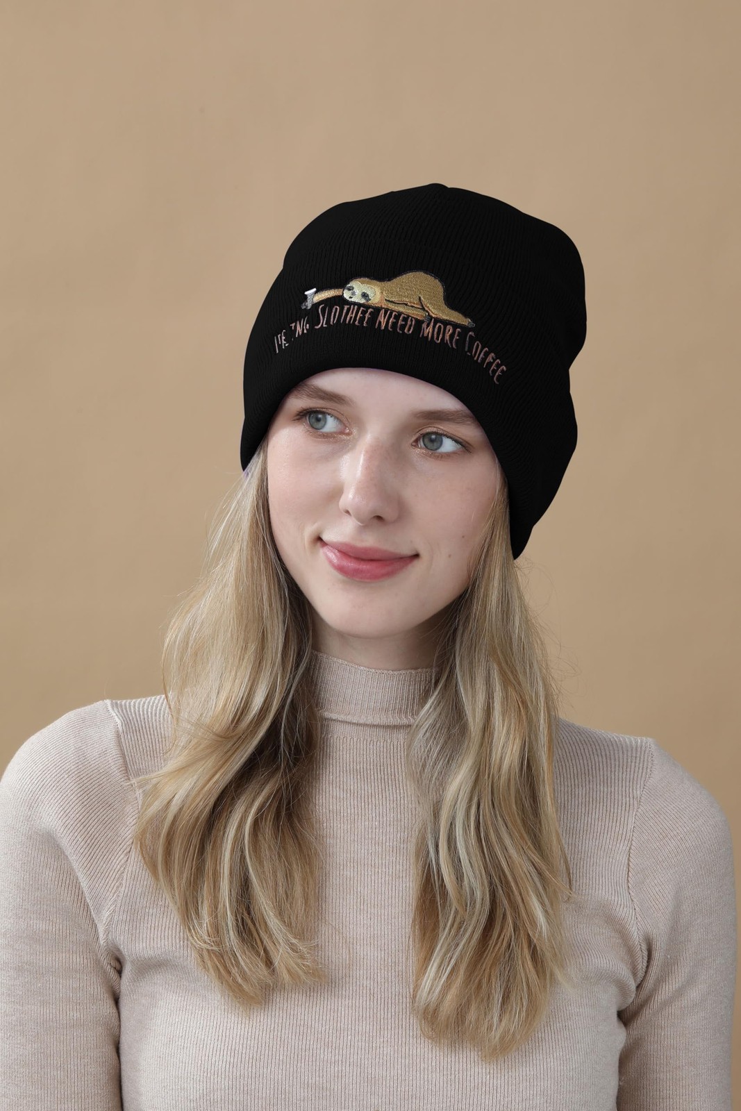 Sloth Gifts Hat Beanie For Women Men Coffee Lover Funny Cute Accessories
