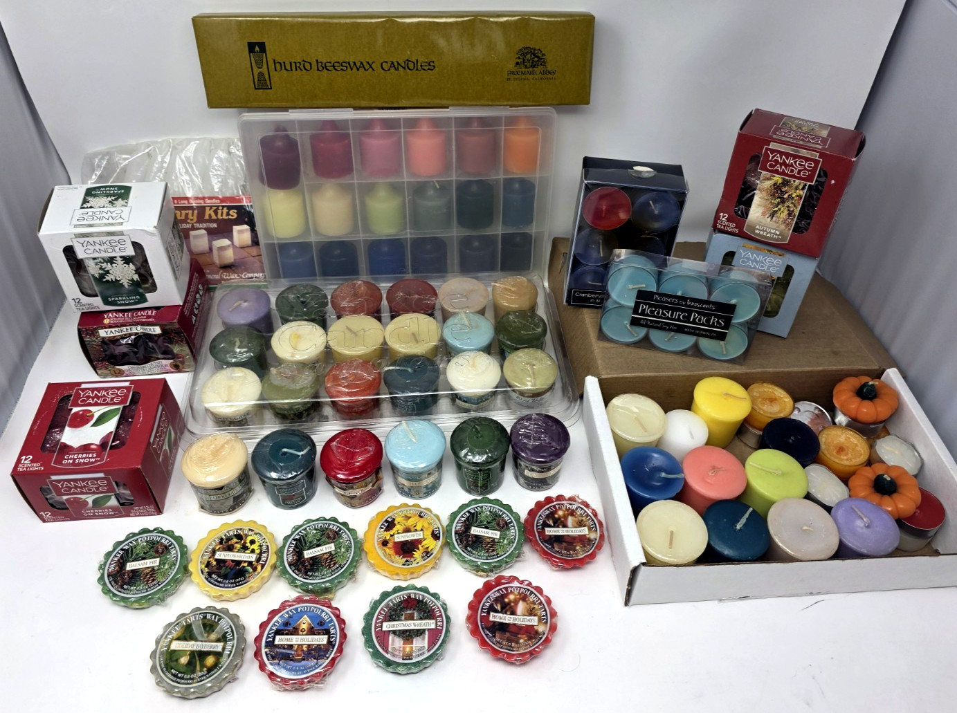 Large Vintage Candle Lot Yankee Candle Votives Tarts Tea Lights Hurd Beeswax
