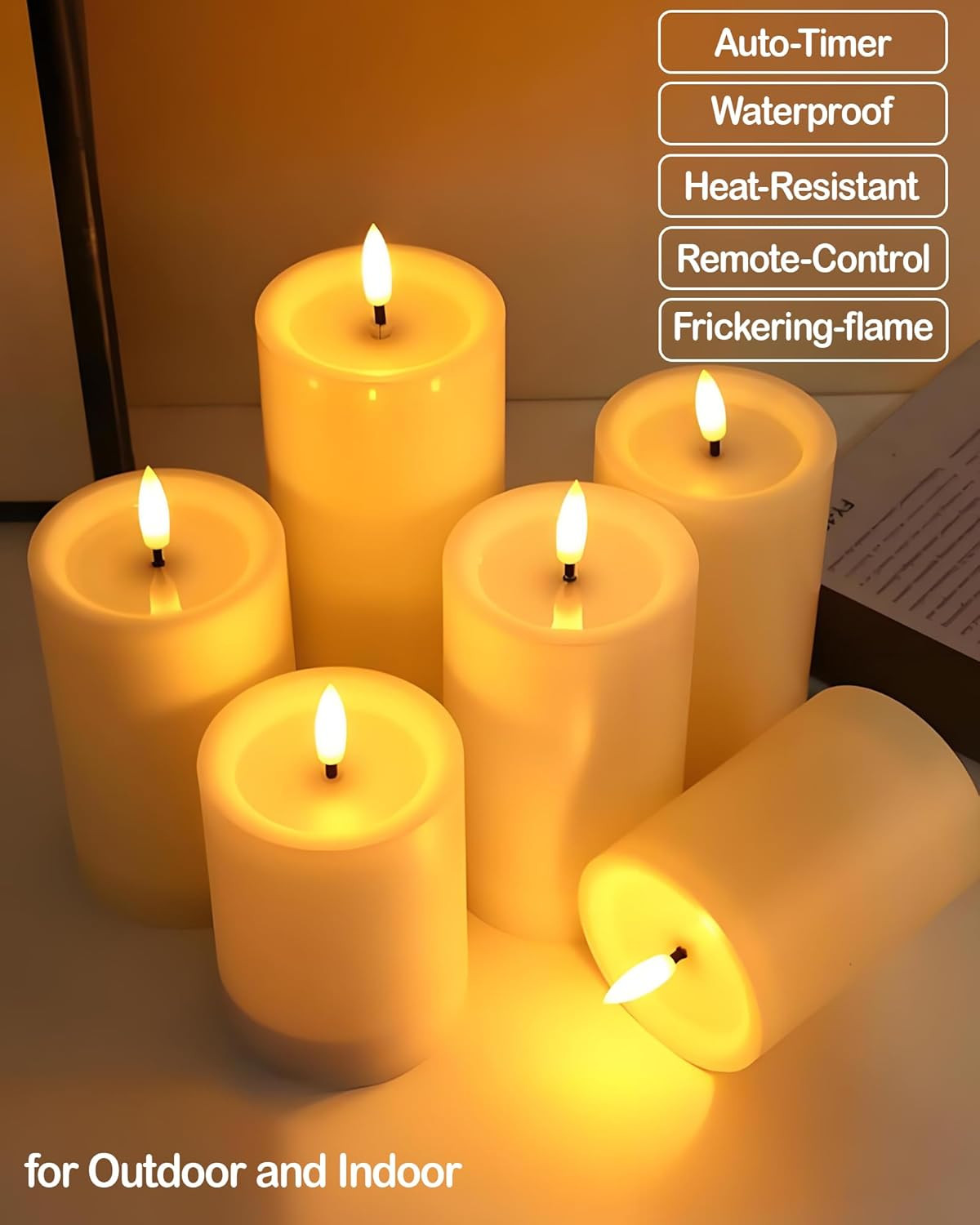 3″X4″ Outdoor Waterproof Flameless Candles with Remote and Timers, LED