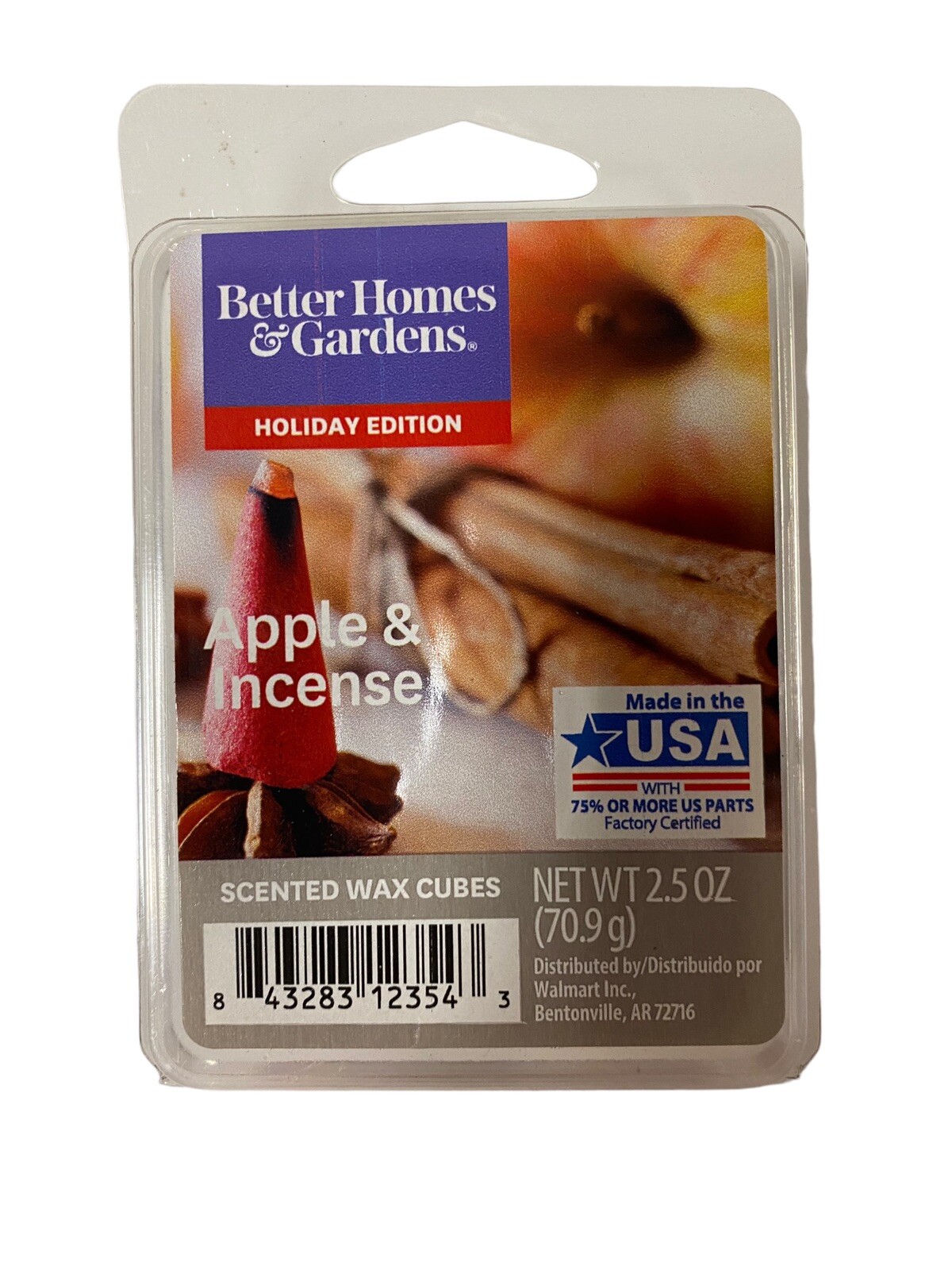 Better Homes and Gardens Scented Wax Cube Apple and Incense 2.5 Oz