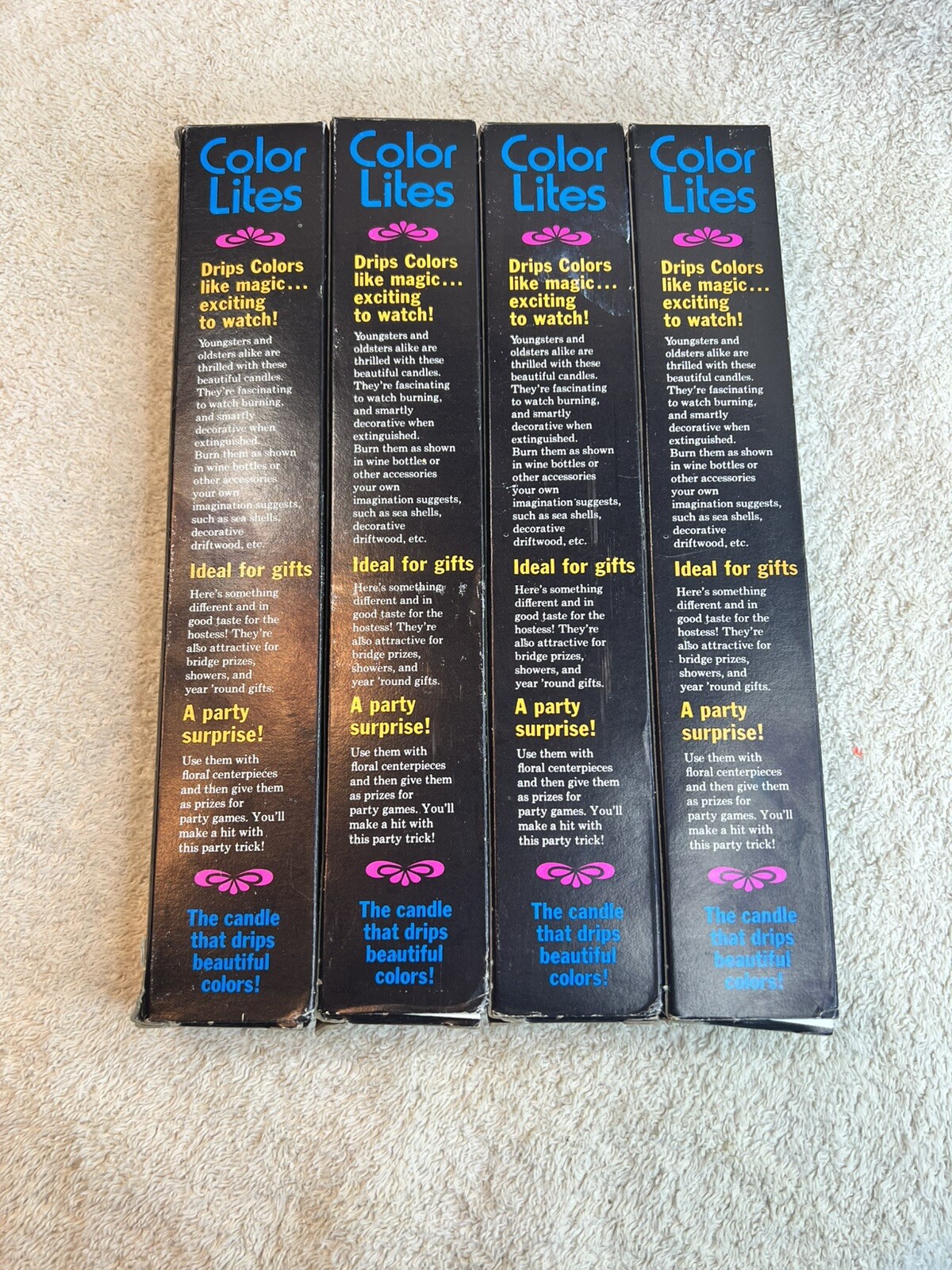 10″ Taper Color Lite Colorful Drip Candles Lot 7 Multi Color Candles