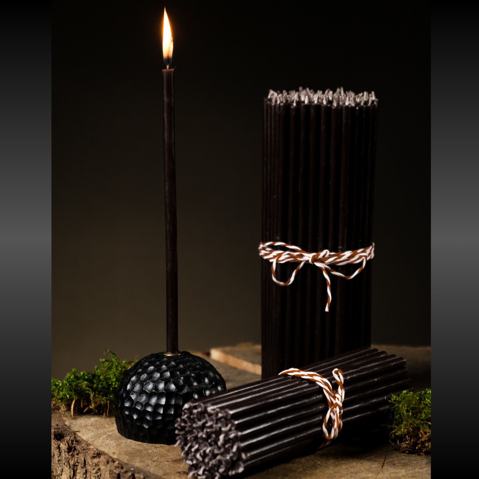 8″ Black Beeswax Taper Candles 0.26″ in diameter Slim Tapers 1hour 20min burn