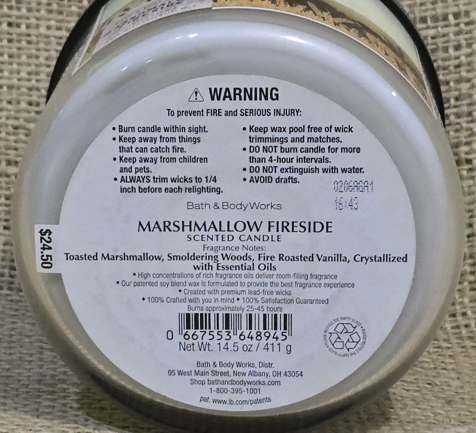 Bath & Body Works MARSHMALLOW FIRESIDE 🔥 3 Wick WHITE BARN Candle 25-45 Hrs YUM