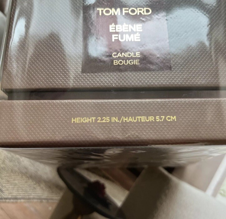 Ebene Fume Candle Bougie By Tom Ford Height 2.25 In / 5.7 cm ( 2022)