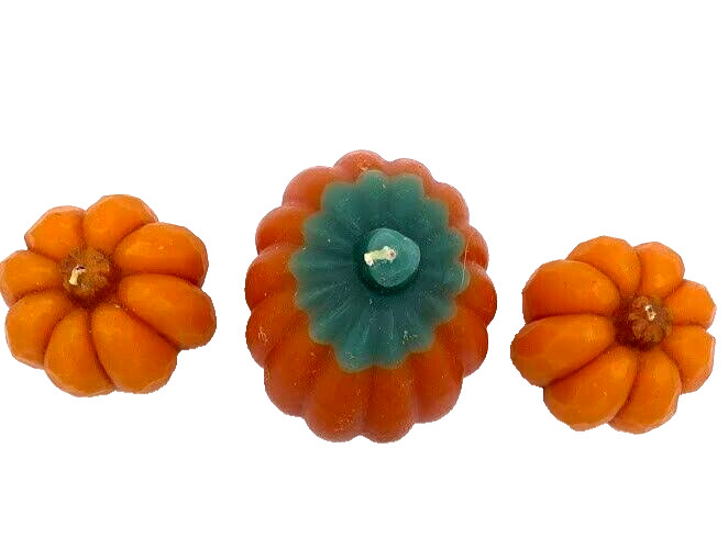 3 pumpkin shape Candles wax Halloween Farmhouse Fall Harvest Farmhouse Décor NEW