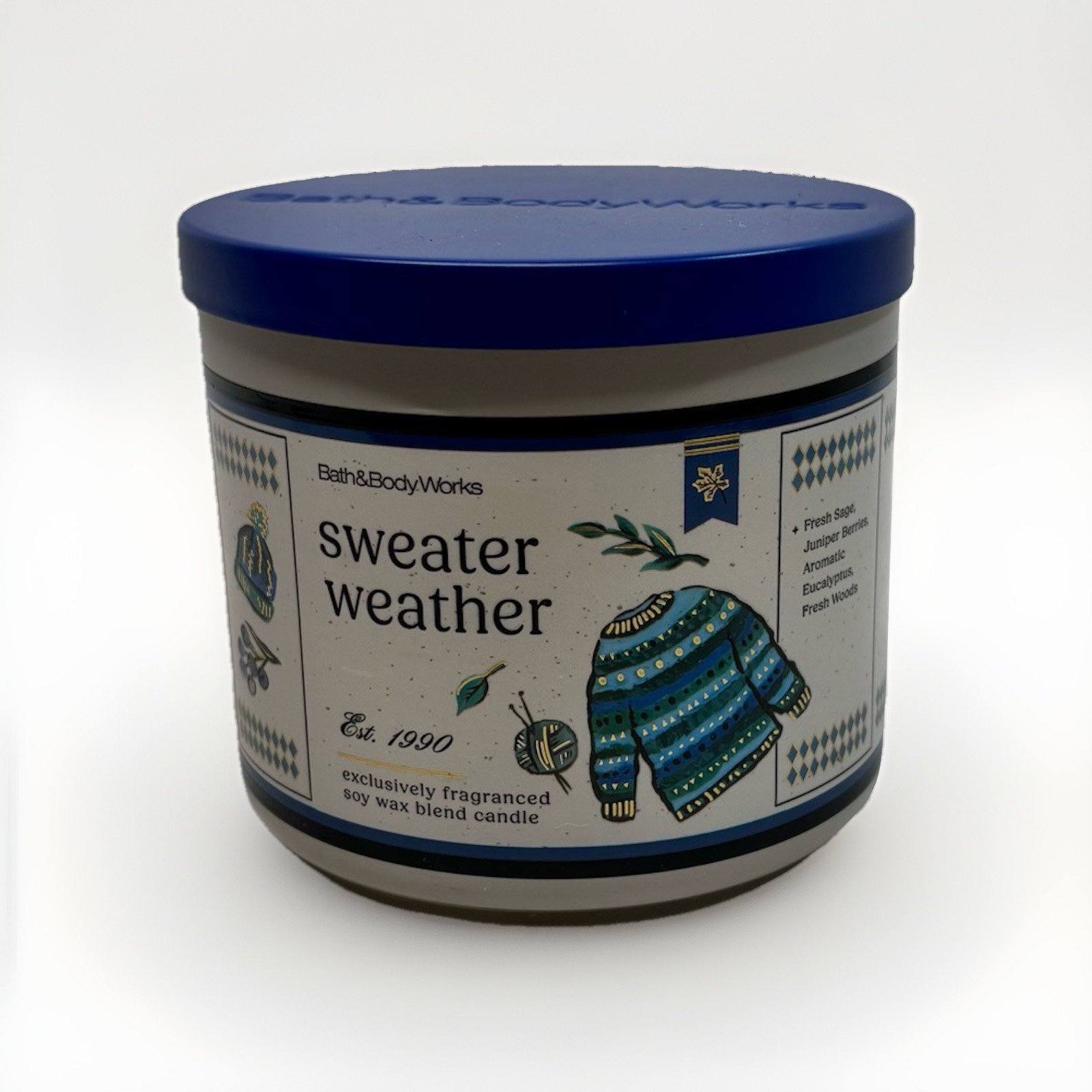 Bath & Body Works SWEATER WEATHER 🧥 Scented 3 Wick WHITE BARN Candle 25-45 Hrs