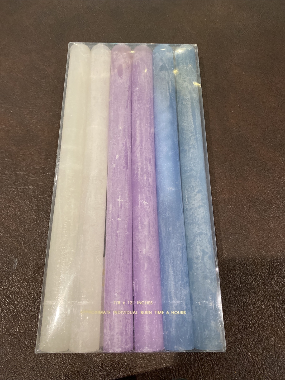 Set Of 6 cylinder taper candles Made thailand fine art studio Blue Purple White