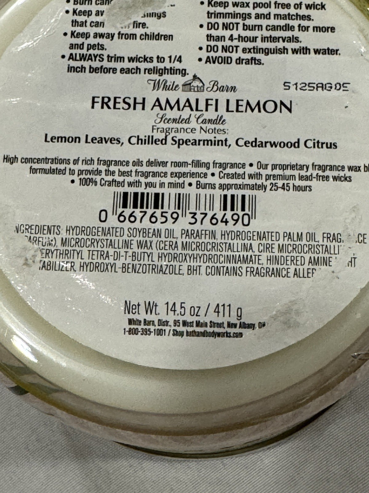 ALL NEW Bath & Body Works Fresh Amalfi Lemon 3-Wick Candle 25-45 burn hrs