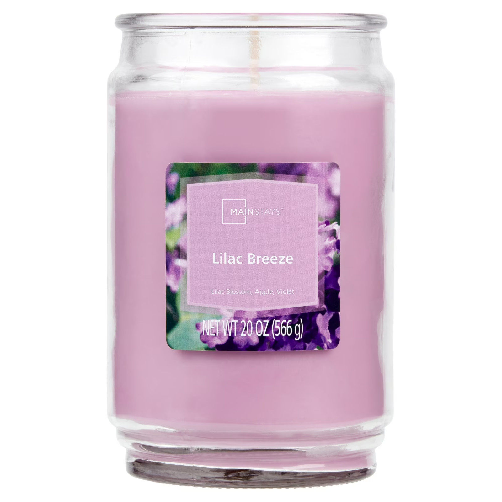 Mainstays Lilac Breeze scented single-Wick Large Glass Jar Candle 20 oz…