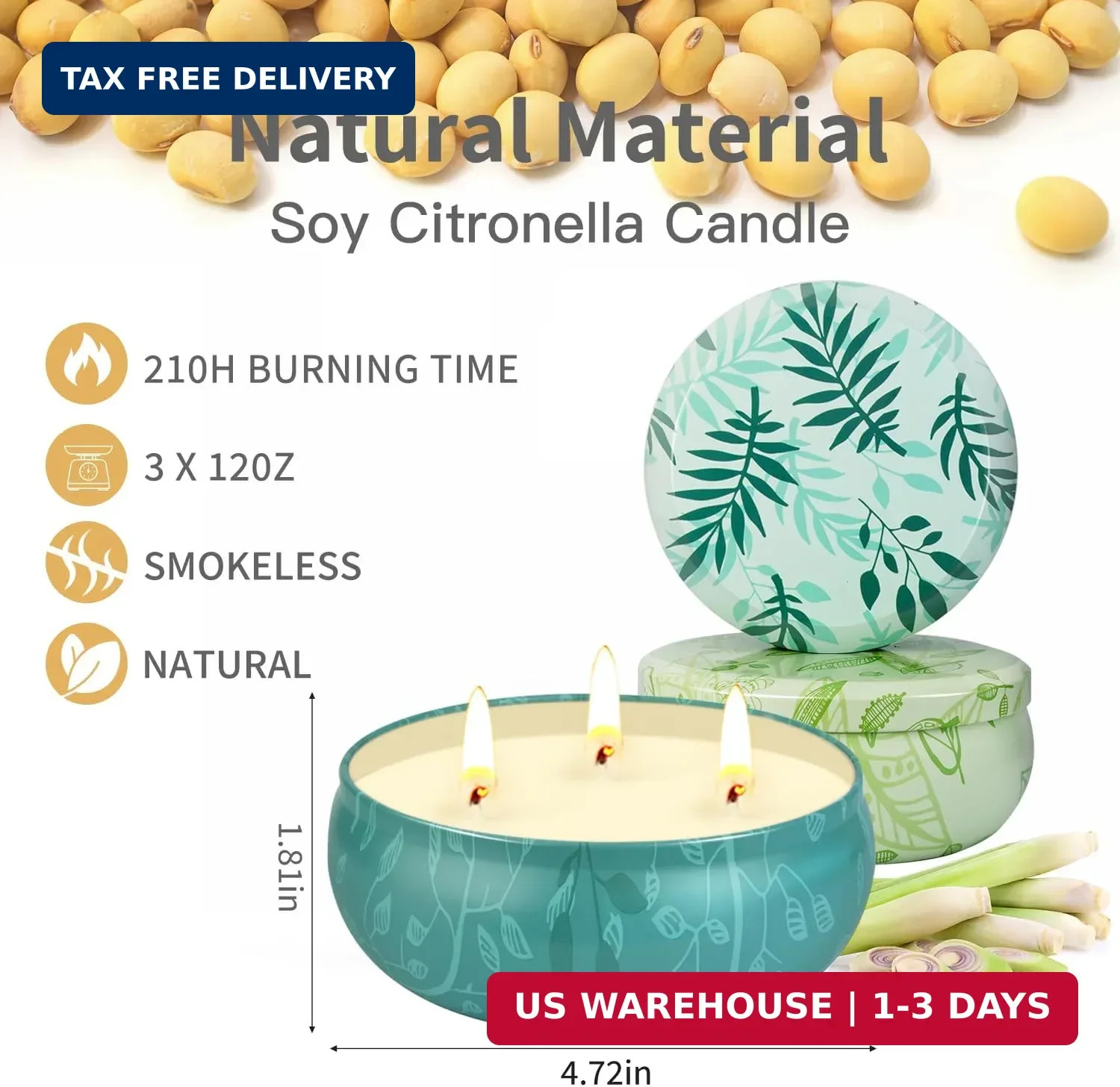Citronella Candles Outdoor, Large Citronella Candle Outdoor for Patio, 3 Pack 12