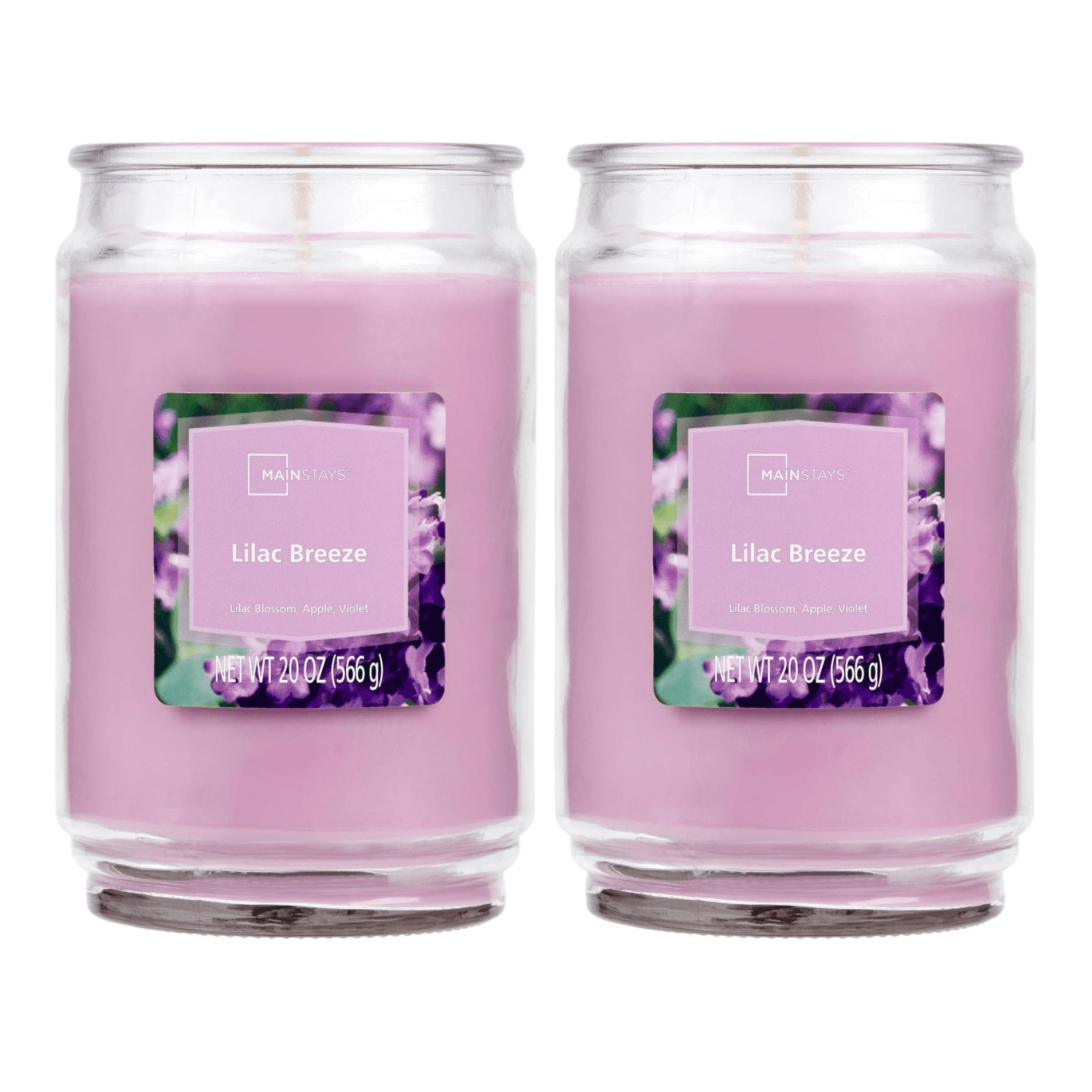 Mainstays Lilac Breeze Scented Single Wick Large Glass Jar Candle 20oz 2 Pack