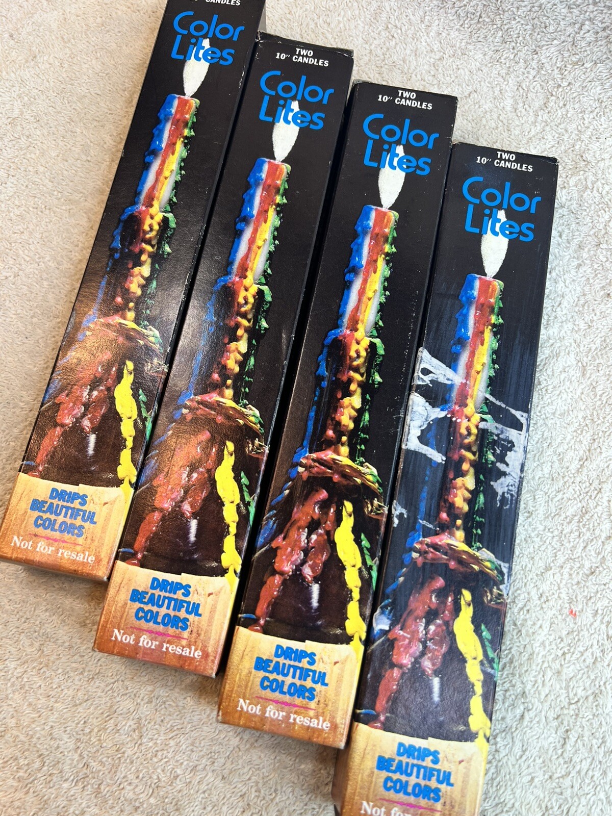 10″ Taper Color Lite Colorful Drip Candles Lot 7 Multi Color Candles