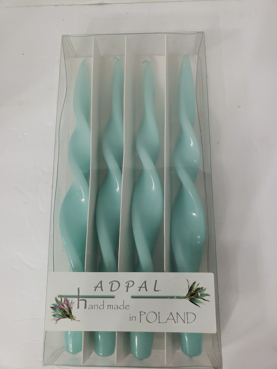 Adpal Poland Made Twisted Spiral 12 in Taper Candles 4 Shinny Blue New