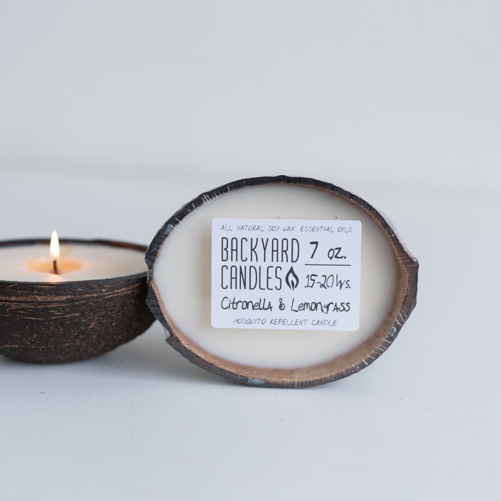 Coconut Shell Outdoor Candle – Double Cotton Wick