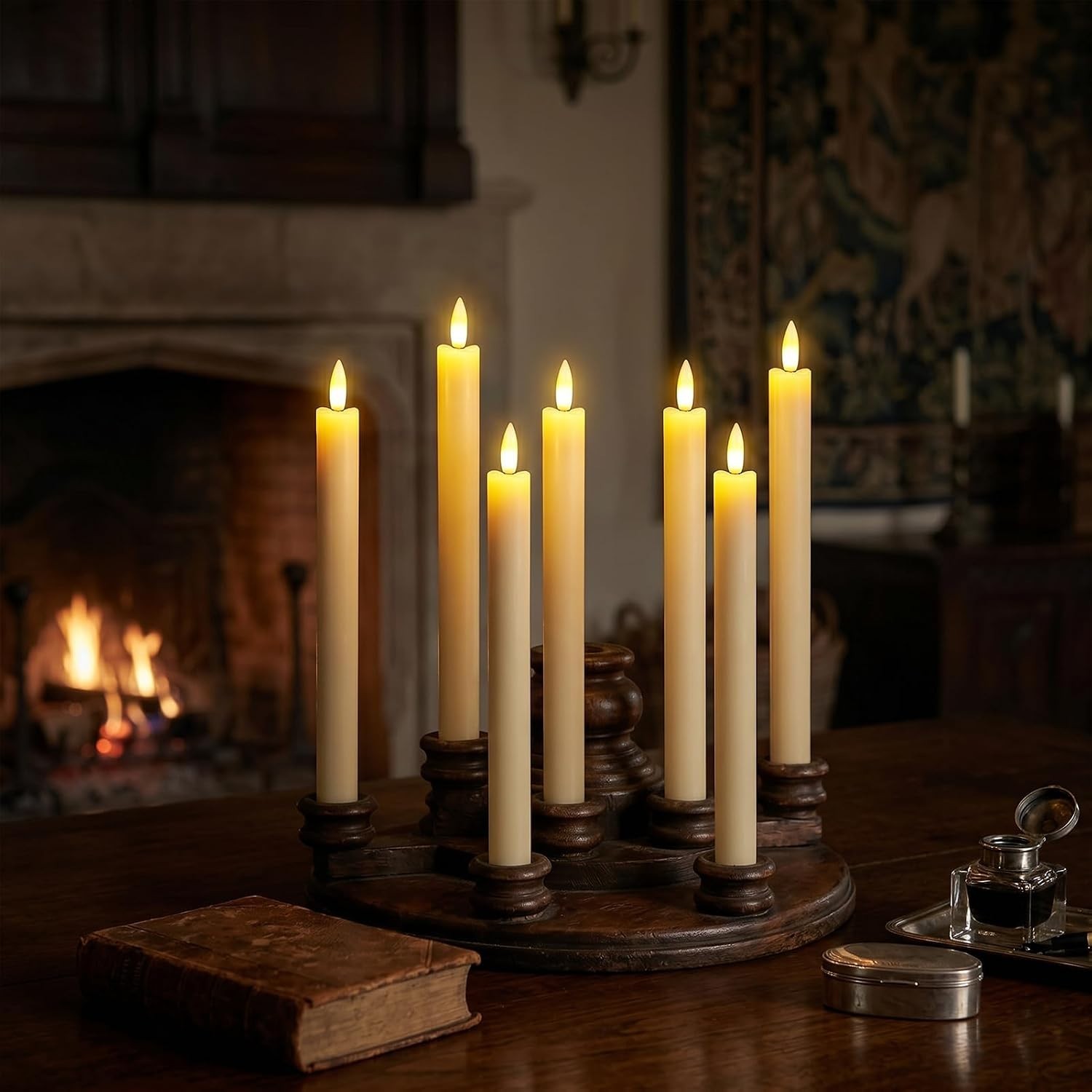 6 Ivory Flameless Candles with Dimmable Brightness & Timer – Safe Tabletop Decor