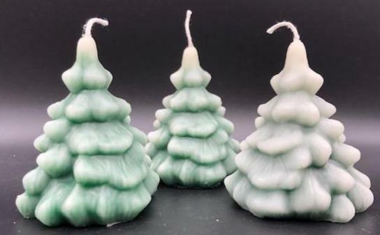 Spruce Tree Beeswax Candle with ‘snow cap’ / Cabin Decor / Christmas Decor