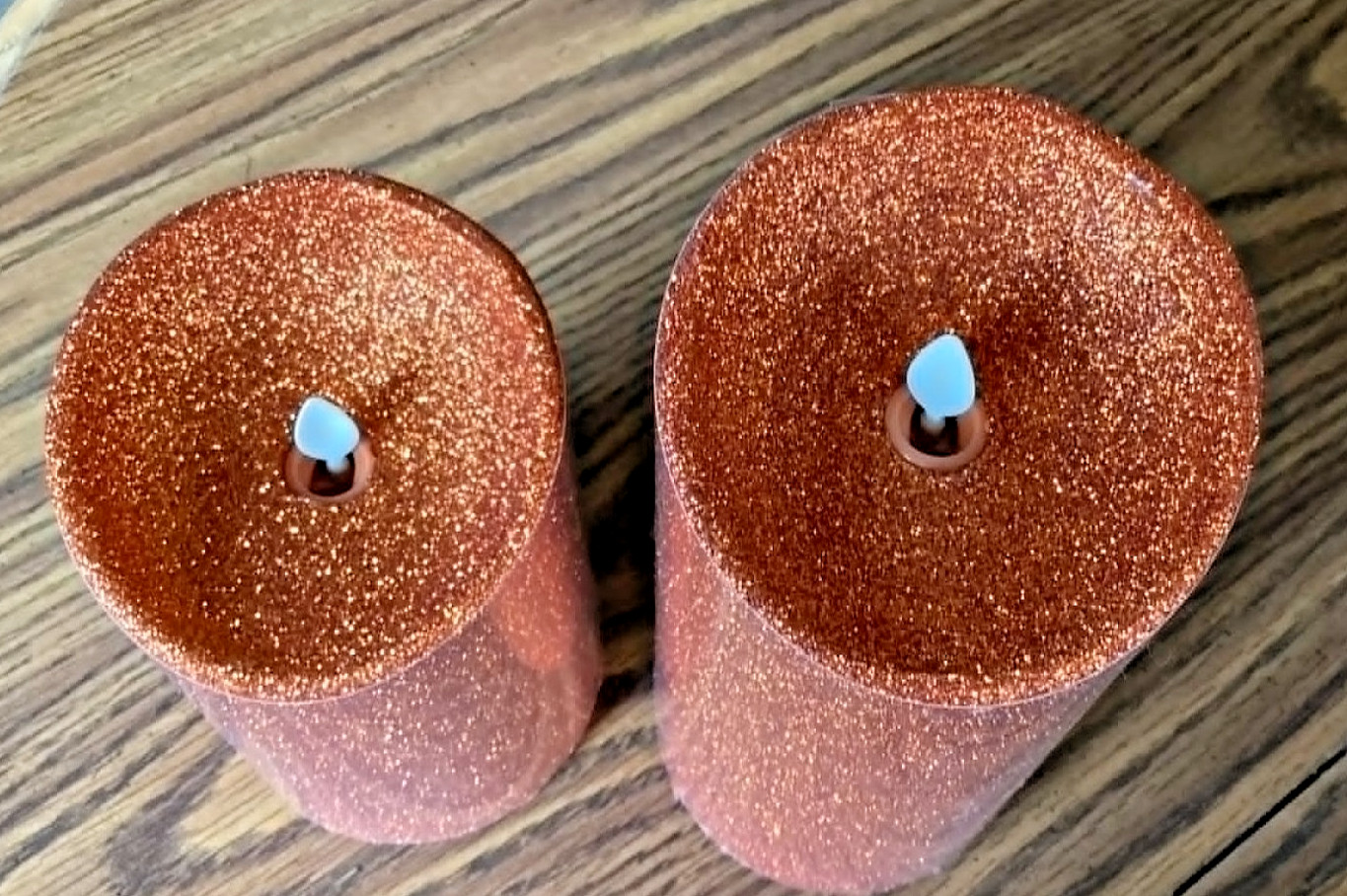 Luminara Flameless 5″&7″ Glitter Candle Set In RUST – NEW & FREE FAST SHIPPING