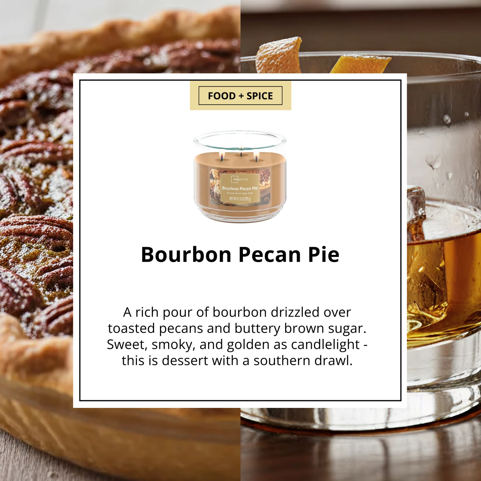 Pack of 2 Bourbon Pecan Pie 3-Wick Scented Glass Jar Candles, 11.5 oz Each……