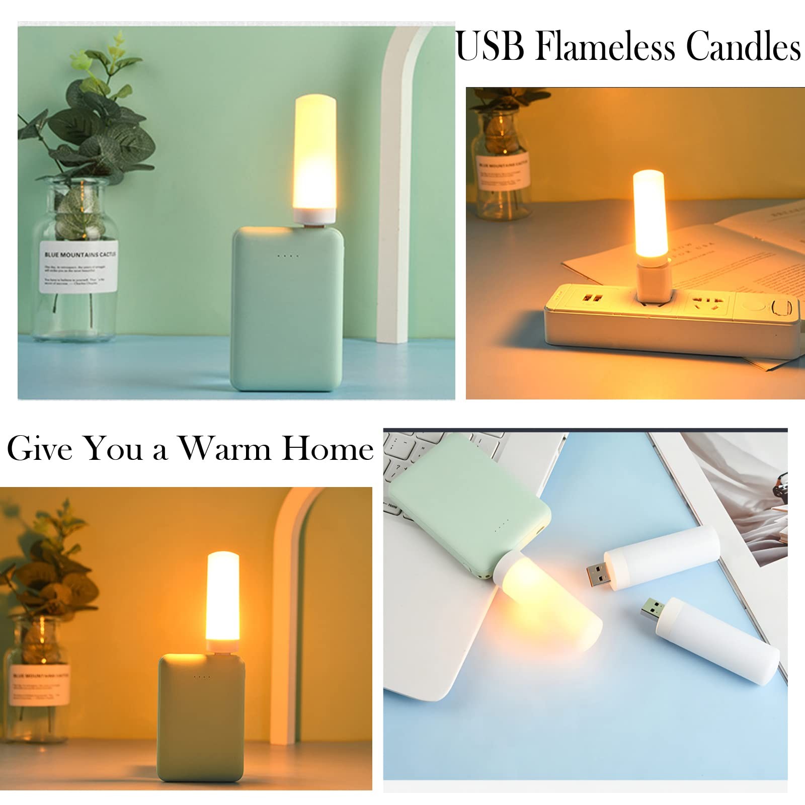USB LED Flame Effect Light USB Flame Candle Bulb Flameless Tea Lights Candles…