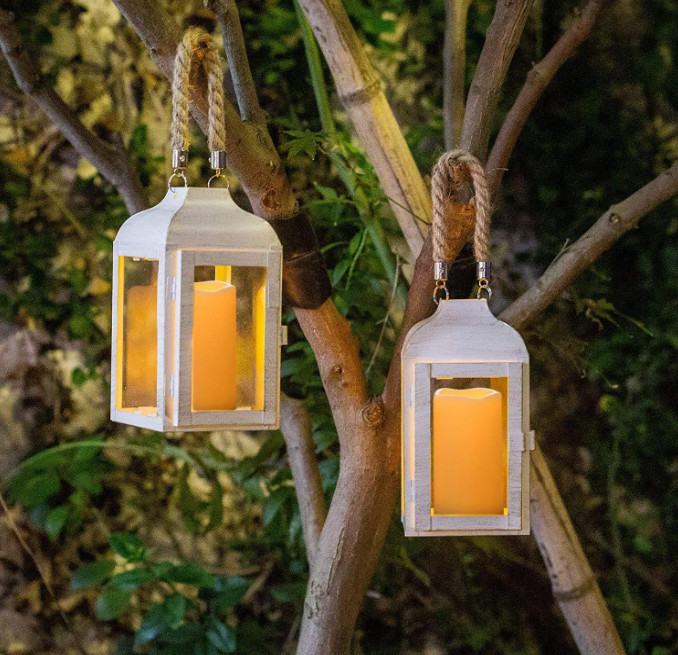 2 Outdoor Flameless Battery Operated Candles with Timer 3×6 Waterproof LED Light