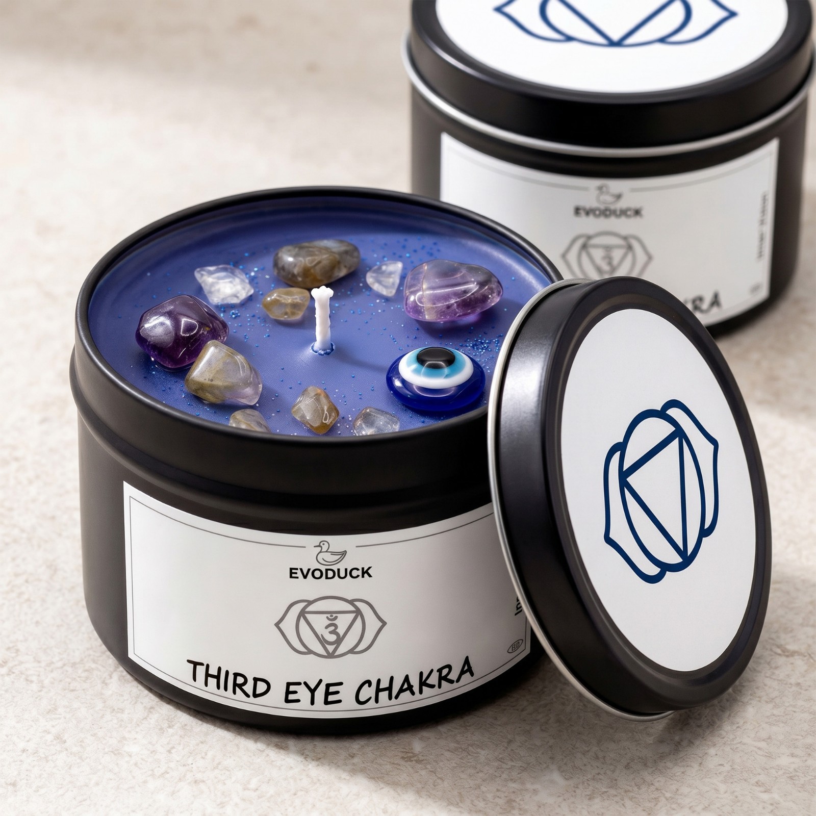 2 Pack Third Eye Chakra Crystal Candle Amethyst Reiki Meditation Energy Healing