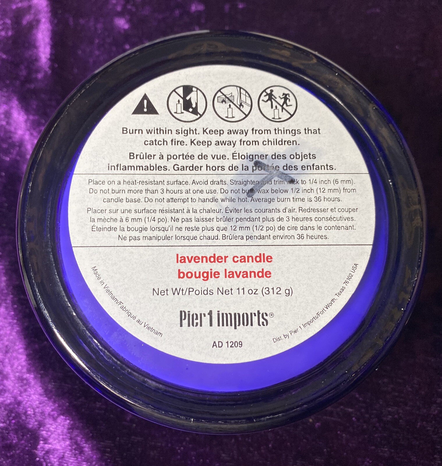 Pier 1 Candle Lavender Gift Box 11 oz Scented Purple Glass Jar New