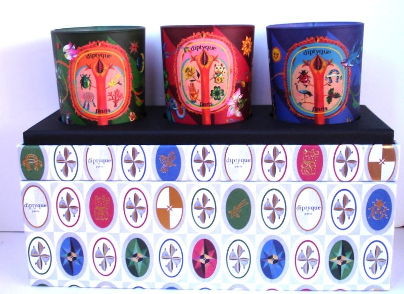 Diptyque 3 Candles Holiday Lucky Charms 2109 Amber, Pine, Flora Fortuna SET 3