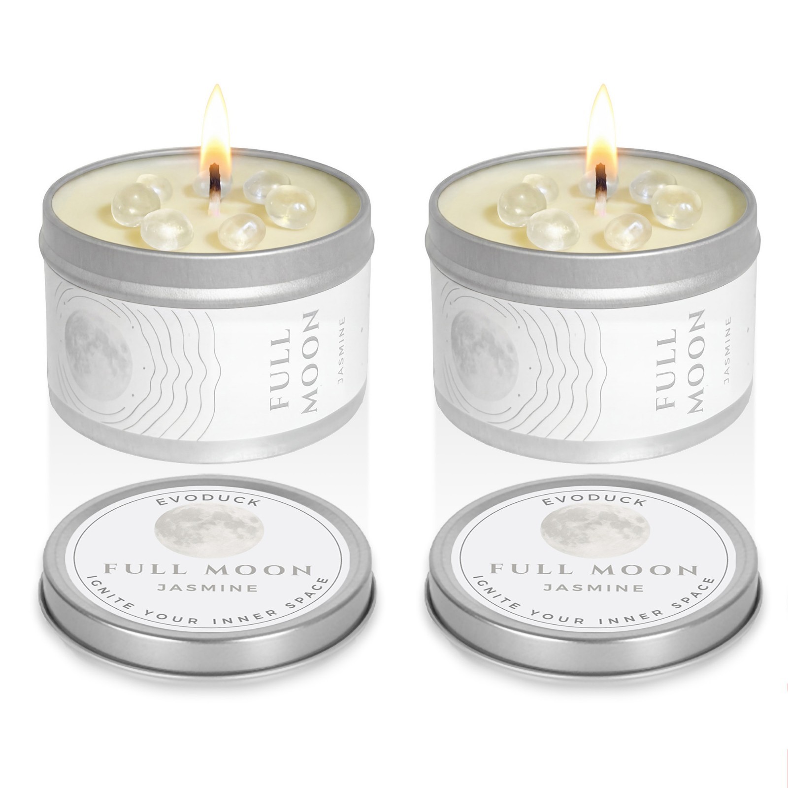 2 Pack Full Moon Candle Crystal Soy Manifestation Witchy Celestial Ritual Gift