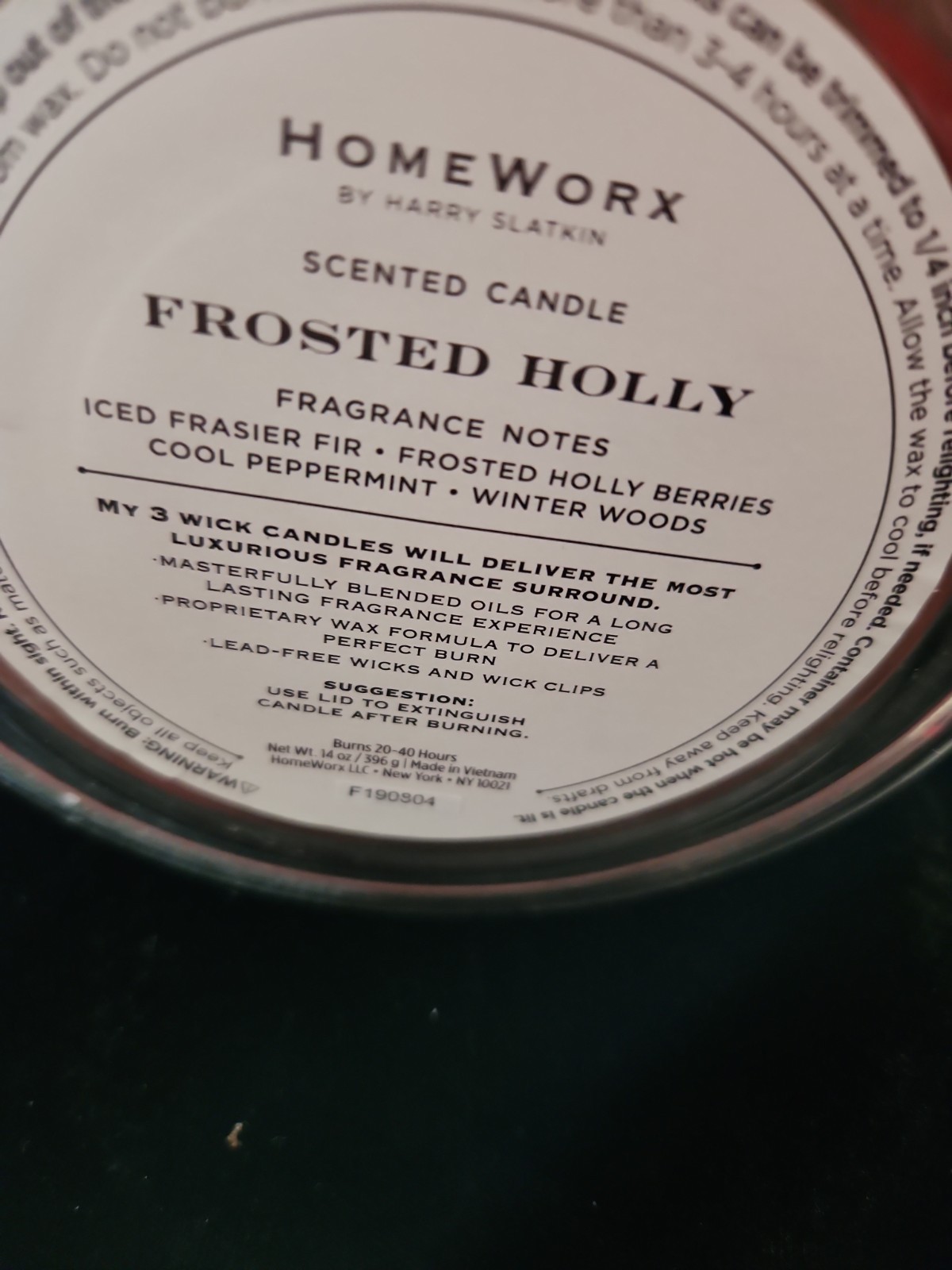 Homeworx Frosted Holly 3 Wick Scented Candle