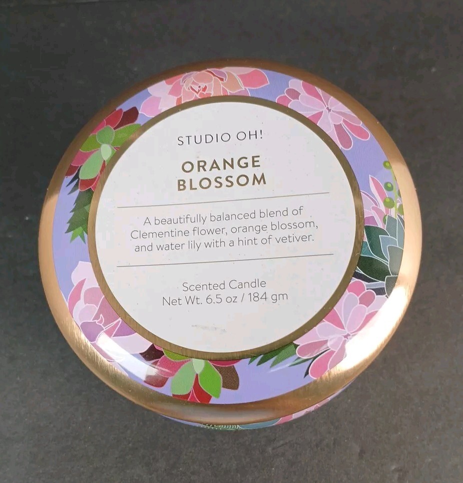 Studio OH! Soy-Blended Hand Poured Candle Jar 6.5 oz. – Orange Blossom Scent