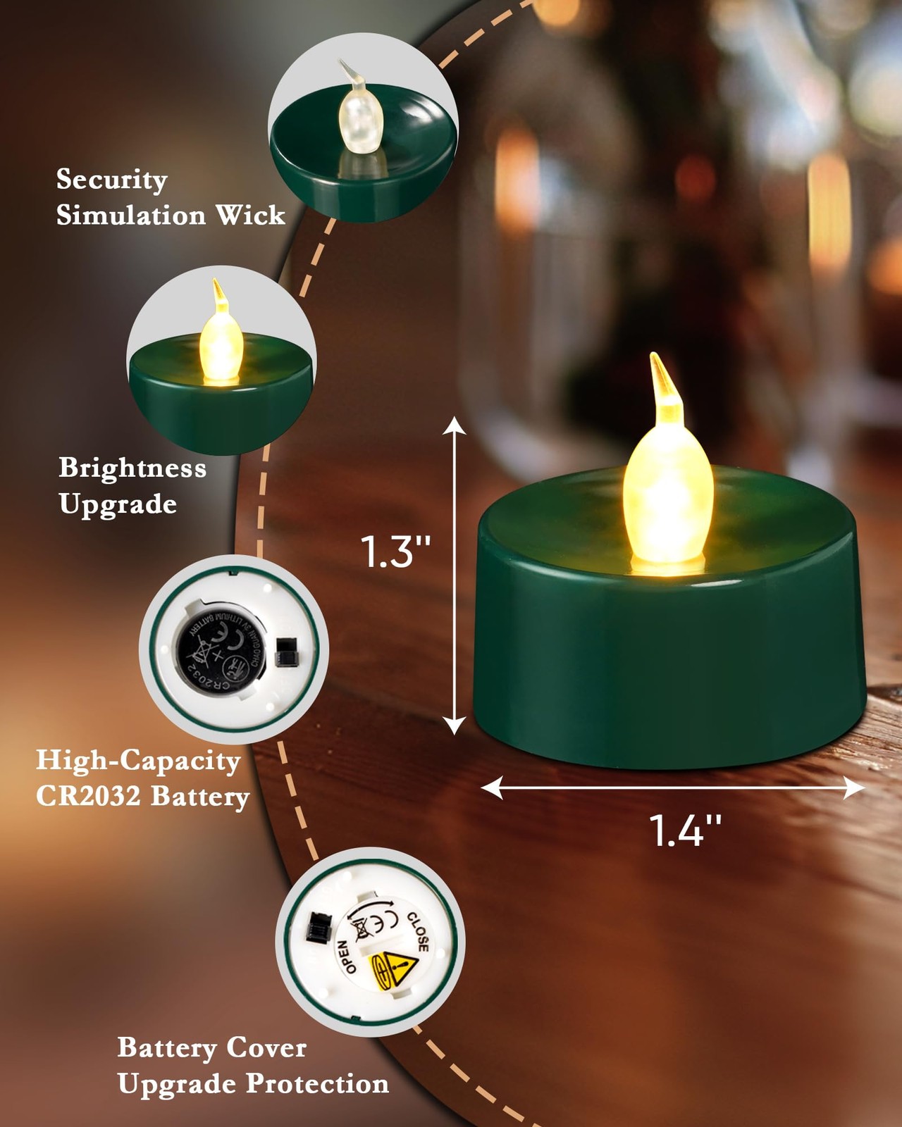 Green LED Candles, 24 Pack Tea Lights Candles Battery Operated, Flameless Tea…