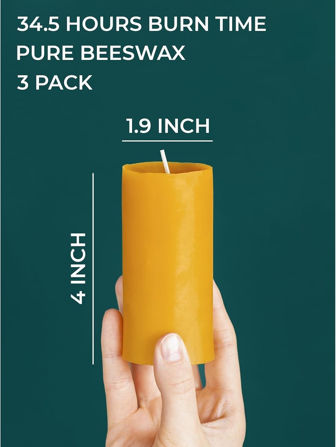 Elegant Beeswax Pillar Candles Set – 1.8×4 Inches, 34.5 Hours of Soothing Aromas