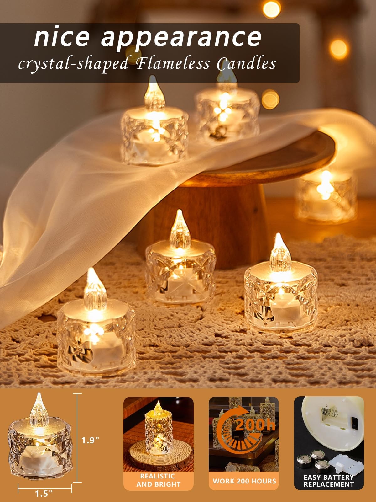 24pcs Flashing Battery Powered LED Votive Tea Candles, Realistic Electronic F…