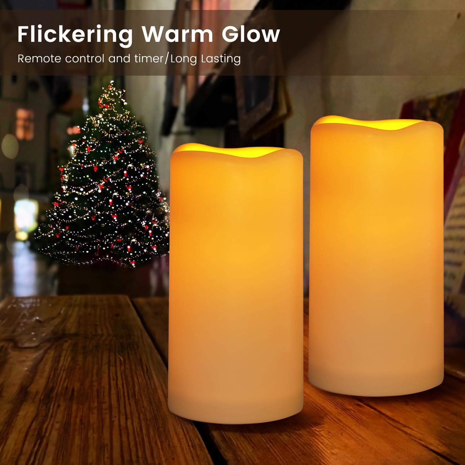 Large Outdoor Waterproof Flameless Candles with Remote ControlD3 X H5.5 Bat