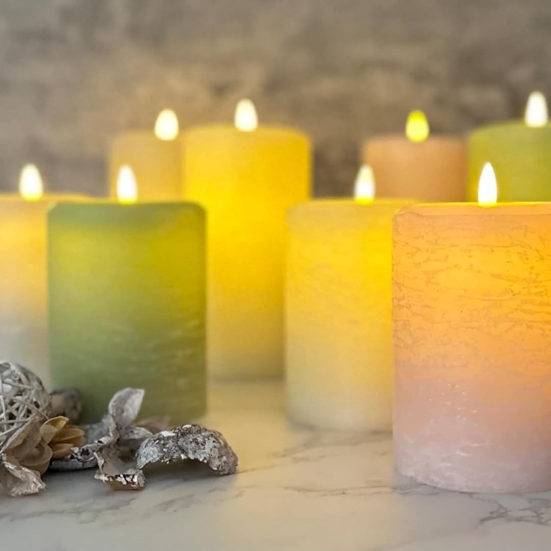 Natural Glow Candles, Battery Operated Flameless LED Pillar Candle, Cocoa Brown,