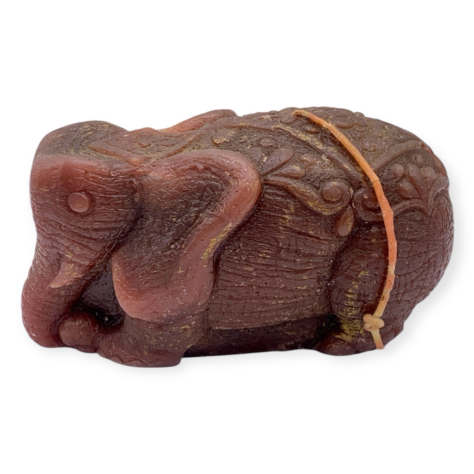 Vintage Elephant Brown Candle Molded Wax Figure Home Decor India Unlit Carved