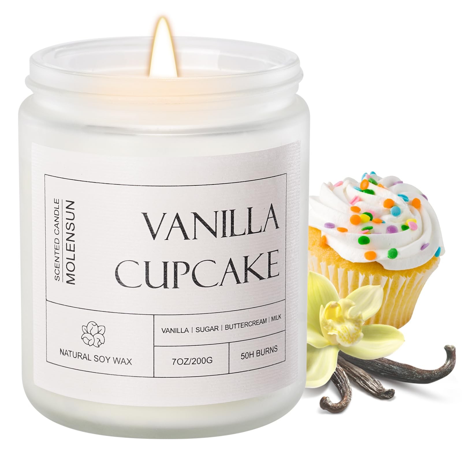 7 oz Vanilla Cupcake Long Lasting Aromatherapy Natural Soy Wax Jar Candle Unit