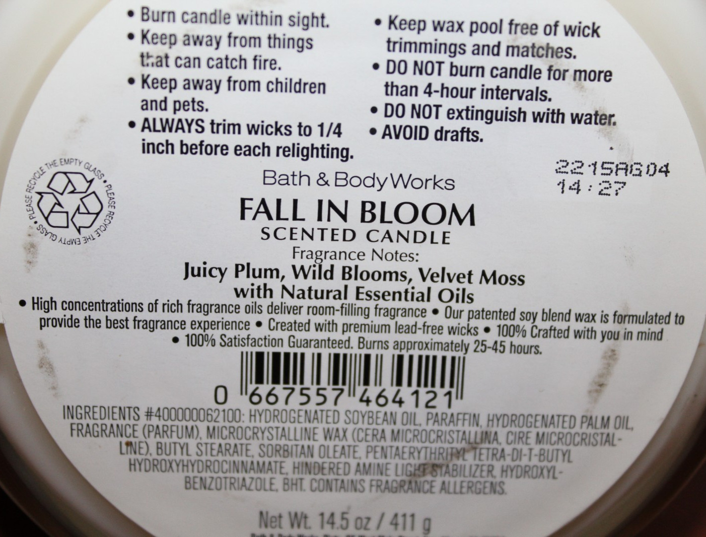 New Bath & Body Works Fall In Bloom Candle 3 Wick Jar Candle 14.5 oz