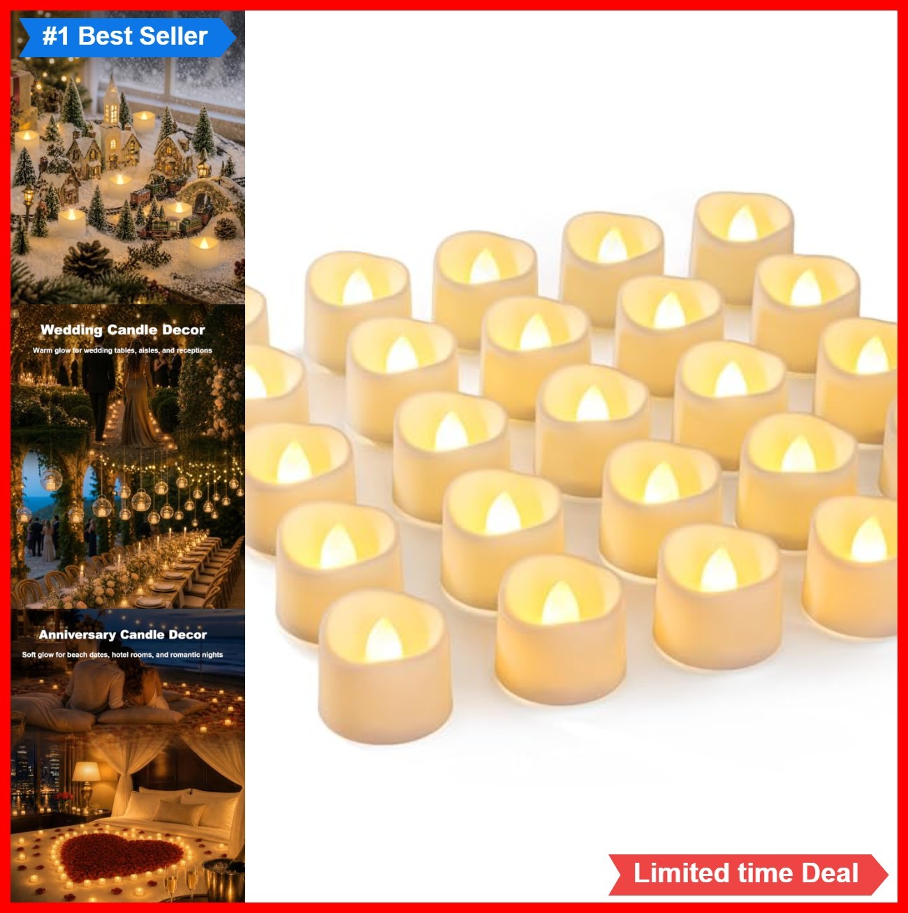 Flameless Tea Lights LED 72 Pack Warm White Flickering Battery Operated Candles