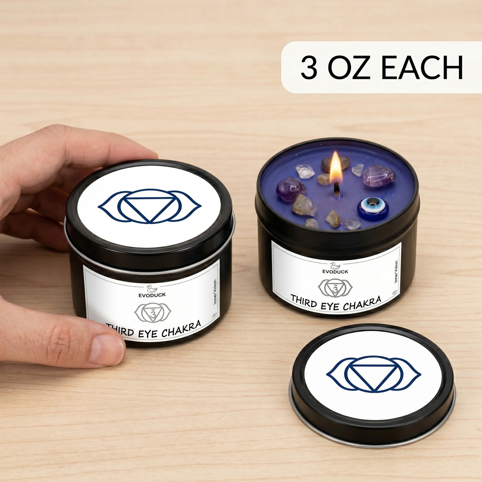 2 Pack Third Eye Chakra Crystal Candle Amethyst Reiki Meditation Energy Healing