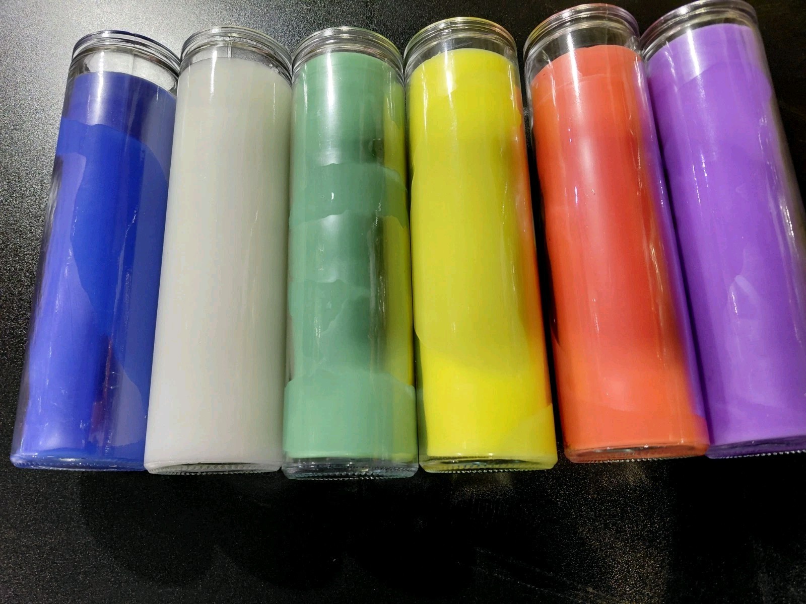 6 Pack ASSORTED 7 Day Prayer Candles in Glass Jars Unscented Long Burning Vigil