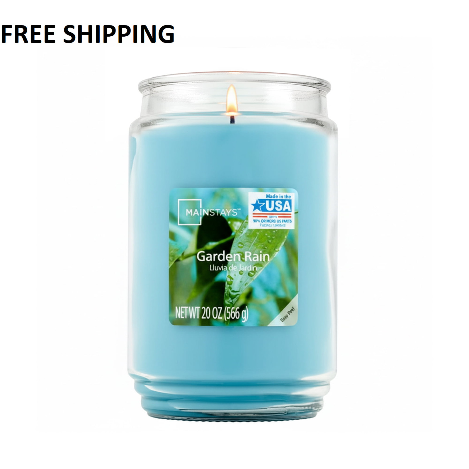 Mainstays Single-Wick scented Glass Jar candle Garden Rain 20oz