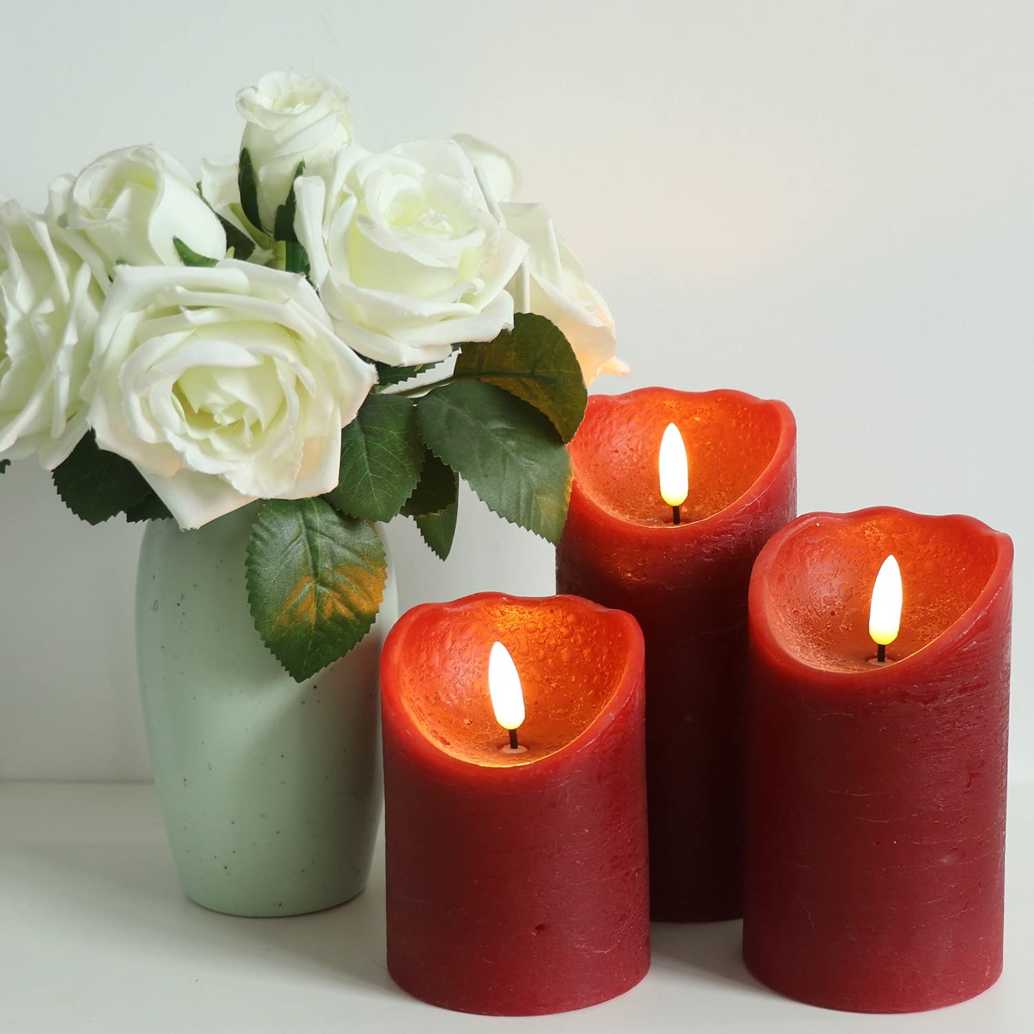 Wondise Red Flameless Candles Battery 4 inches, 5 6