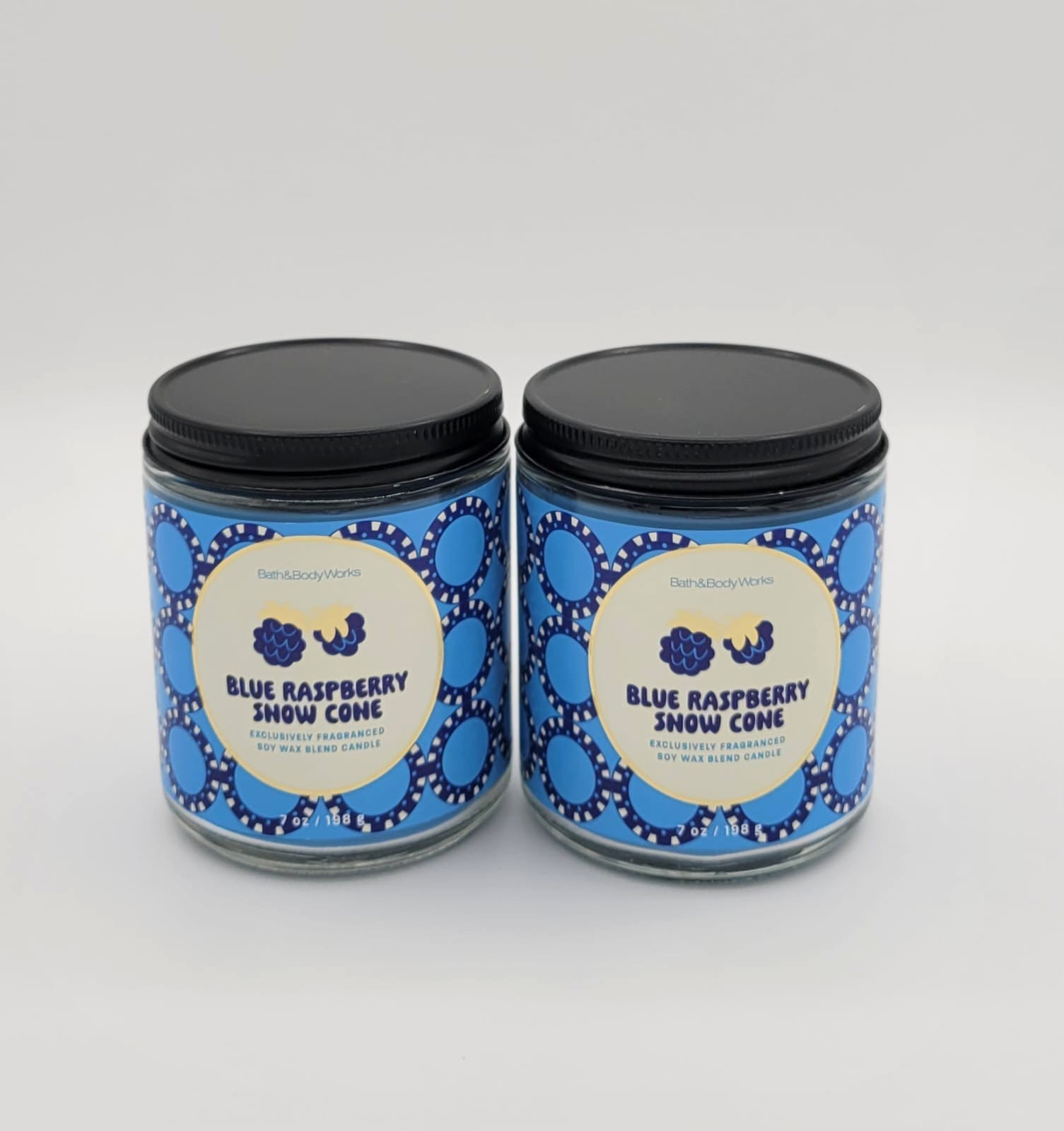 2 Bath & Body Works Blue Raspberry Snow Cone Single Wick Scented Candle 8 oz