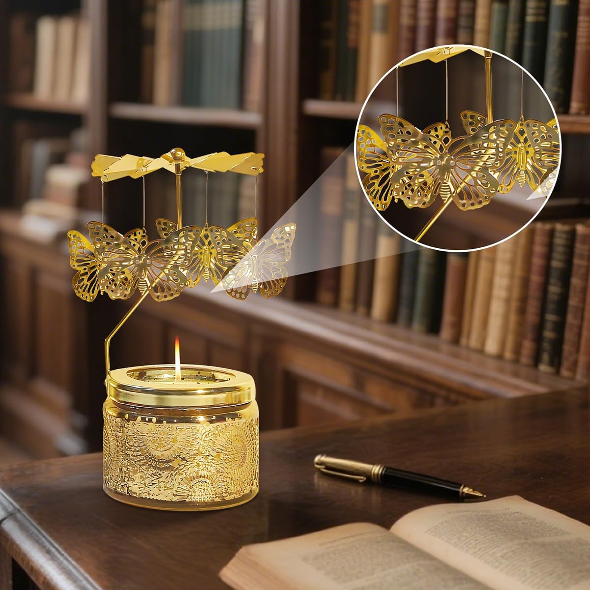 Elegant Butterfly Candle with Rotating Holder Box Set Gift For Women Home Decor
