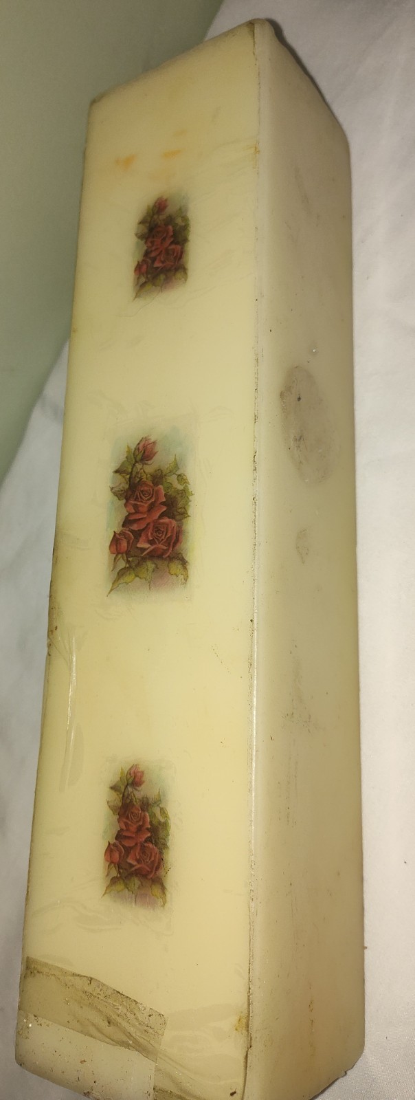Vintage Tall Candle Square Pillar 13″ Unburned