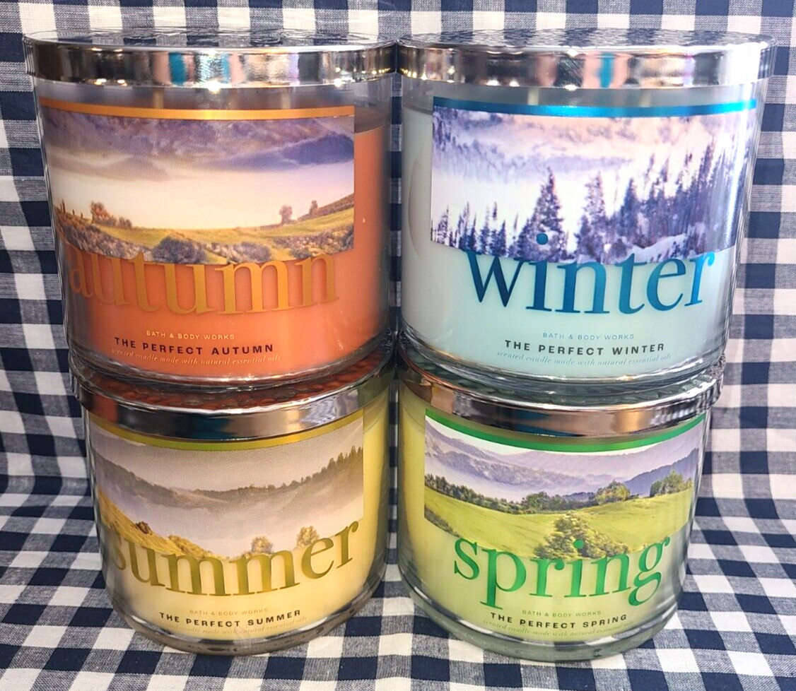 4-Pack NEW SEASONS 3-Wick Candle AUTUMN SPRING SUMMER WINTER Bath & Body Works