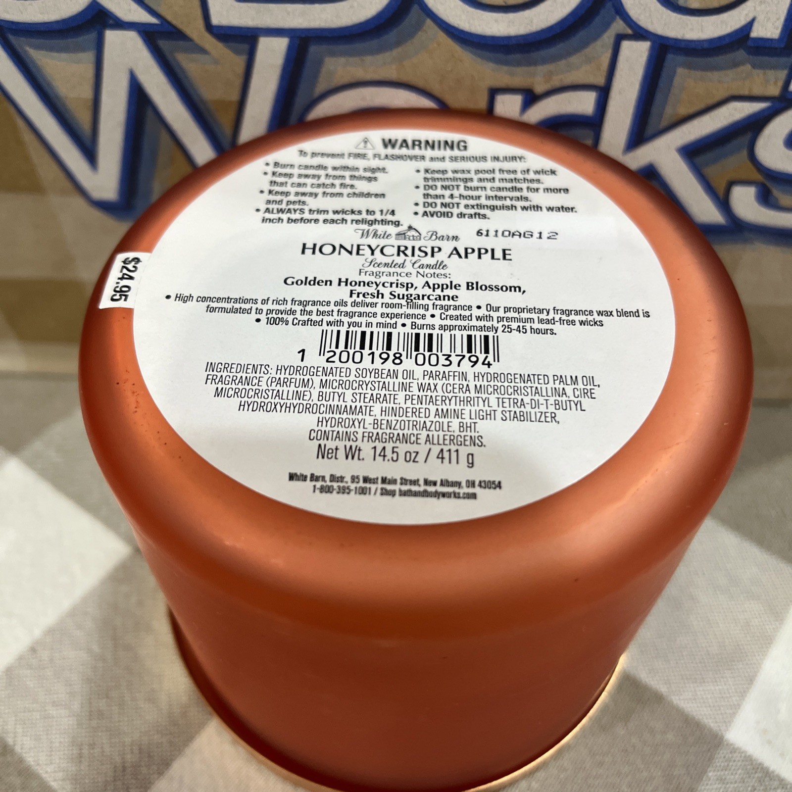 Bath & Body Works HONEYCRISP APPLE 🍎 Scented 3 Wick CANDLE 25-45 Hrs DELICIOUS