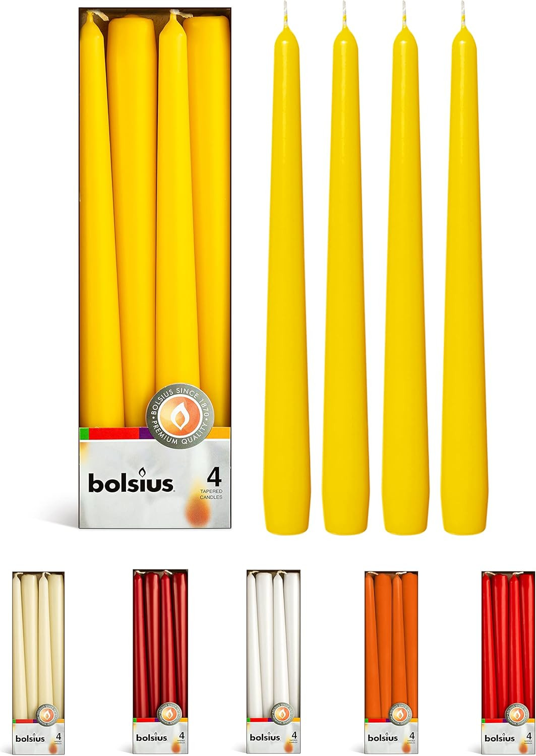 Yellow Taper Candles – 4 Pack Unscented 10 Inch Dinner Candle Set – 8 H